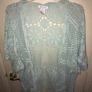 Woman’s Light Green Crocheted Cardigan SZ1x(20/22)